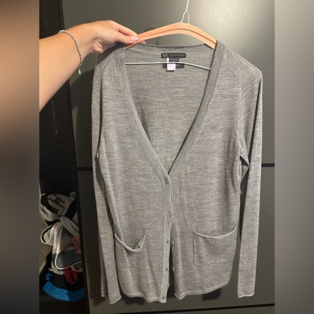 Armani Exchange Women's Light Gray Cardigan